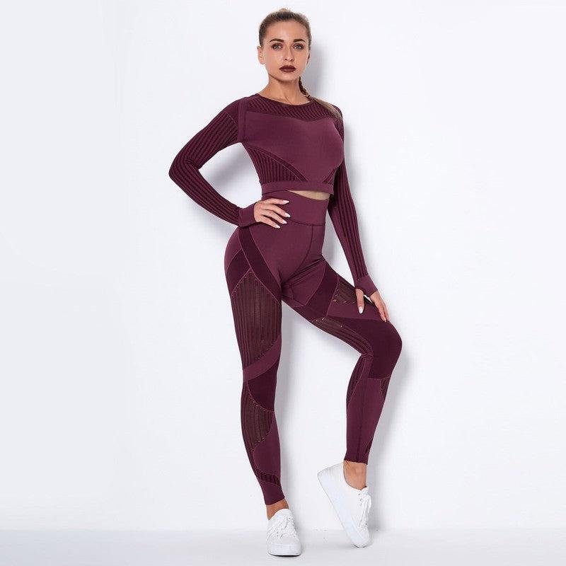 Cheky - Seamless Knitted Absorbent Yoga Long-Sleeved Suit Yoga Wearsuit