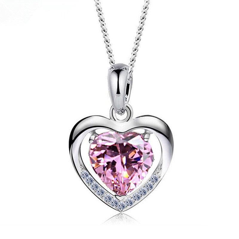 Cheky - 925 Heart-shaped Rhinestones Necklace Luxury Personalized Necklace For Women Jewelry Jewelry Valentine's Day Gift