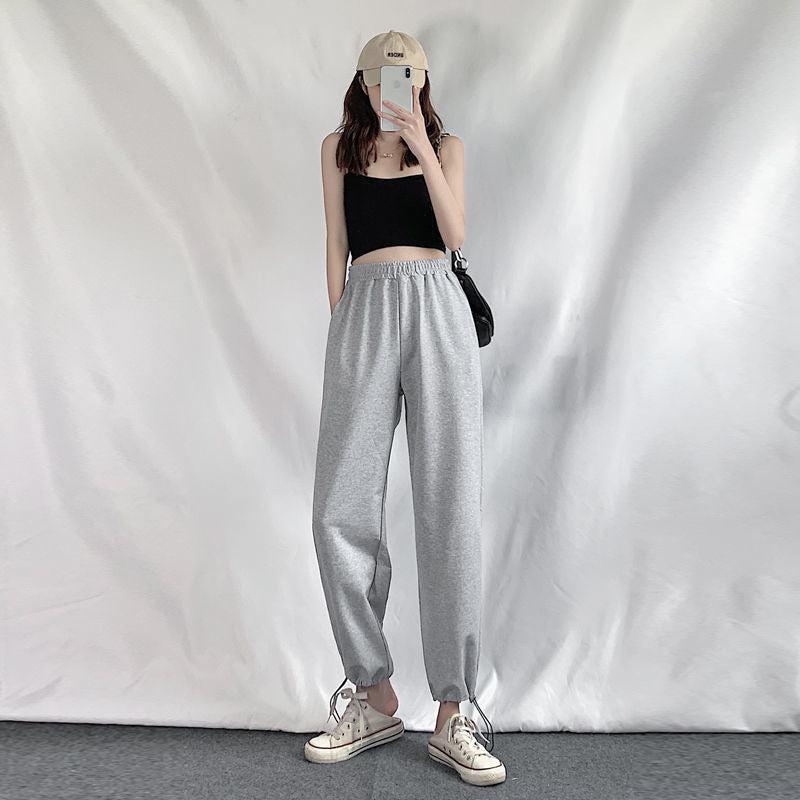 Cheky - Gray Casual Pants Female Student Autumn And Winter