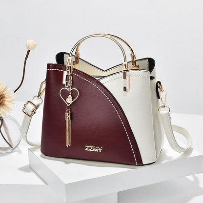 Cheky - Color Block Handbag Love Tassel Decor Crossbody Bags For Women