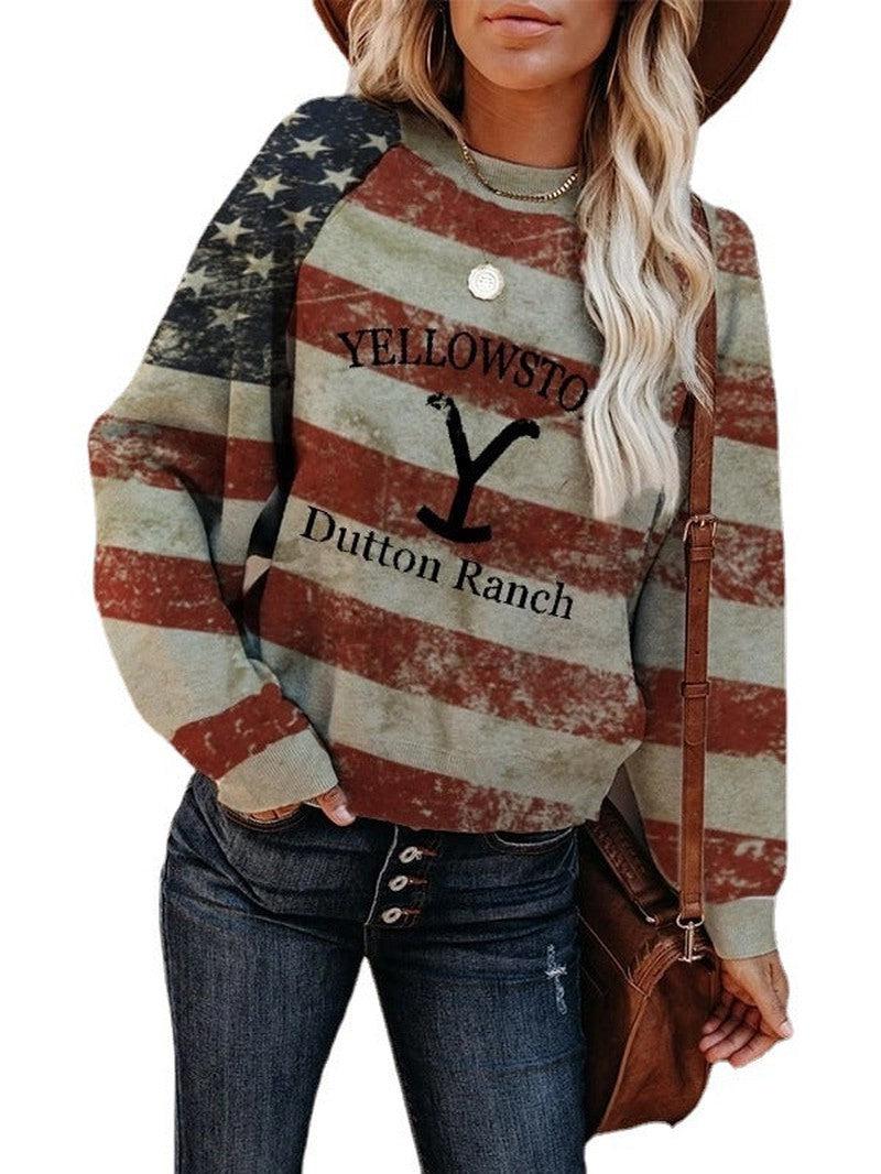 Cheky - Women's Yellowstone Dutton Ranch Print Sweatshirt