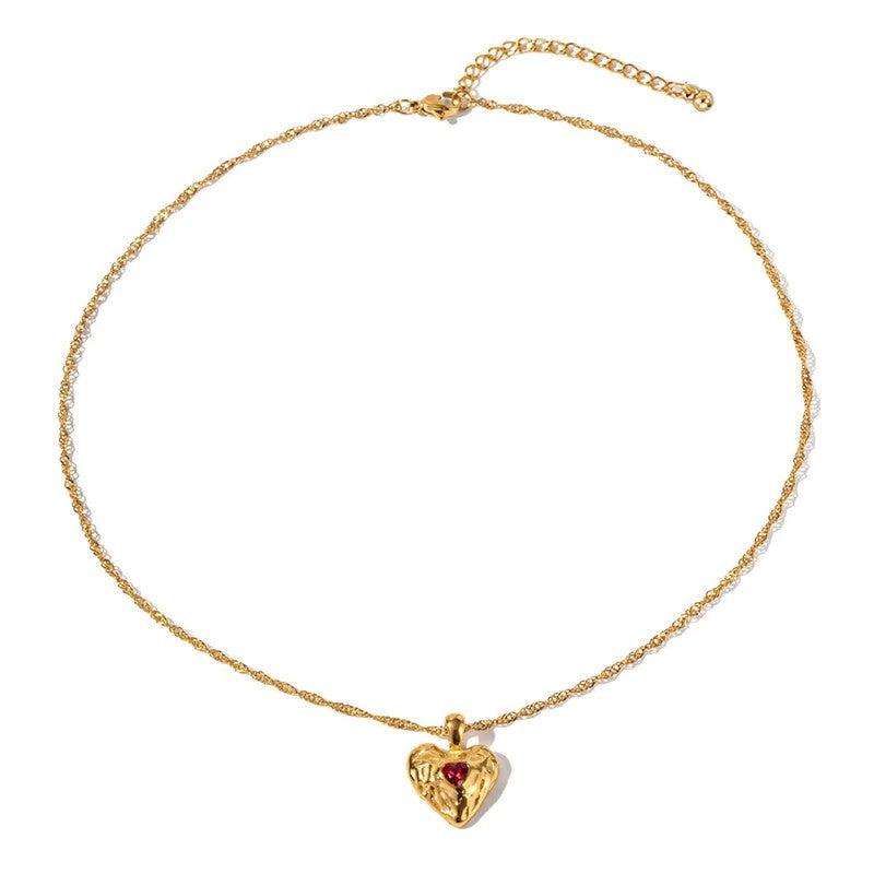 Cheky - Alloy Heart-shaped Necklace With Diamond Fashion INS Style Necklace Love Valentine's Day