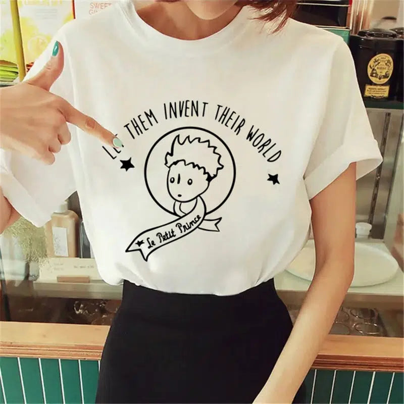 Cheky - Hot Spring Summer Little Prince Graphic Women's T-Shirt Little Prince Graphic Tees Vouge Shirts For women O-Neck Short Sleeve