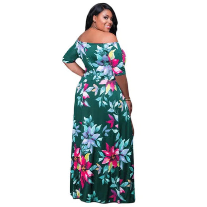 Cheky - Summer Long Maxi Dress Women Short Sleeve Floral