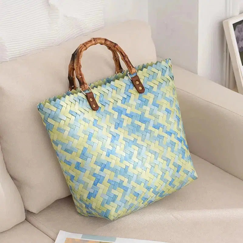 Cheky - Exquisite Woven Tote Bag Multifunctional Women Handbag High Capacity Handwoven Rattan Large Straw Bag Clothing Matching