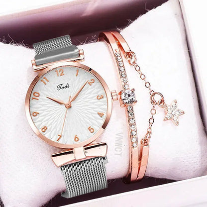 Cheky - New stock!! Women Watches Pentagram Bracelet Female Magnetic Mesh Band Woman Watch Bracelet lazy watch Montre Femme Reloj Mujer