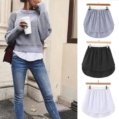 Cheky - Women Girls Shirt Blouse Extender Adjustable Layering Faux Top Lower Sweep Mini Skirt False Hemline Splitting Underskirt