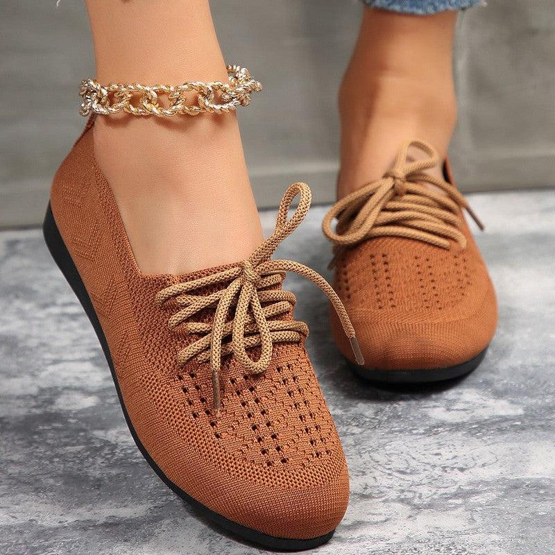 Cheky - Lace-up Flats Women Fashion Breathable Lazy Mesh Shoes