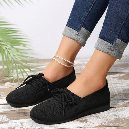 Cheky - Lace-up Flats Women Fashion Breathable Lazy Mesh Shoes