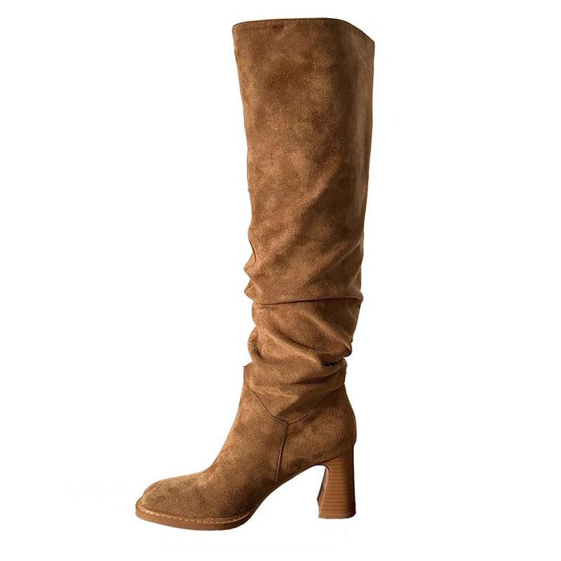 Cheky - High Knight Big Tube Circumference Pile Style Boots For Women