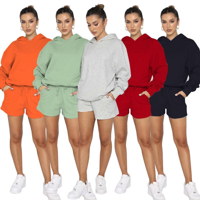 Cheky - Solid Color Pullover Hooded Long Sleeves Sweater For Women