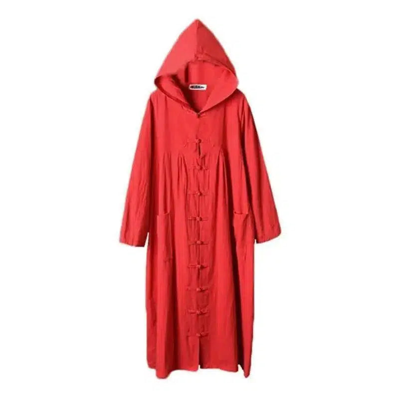 Cheky - Cotton and linen long cloak windbreaker jacket ladies