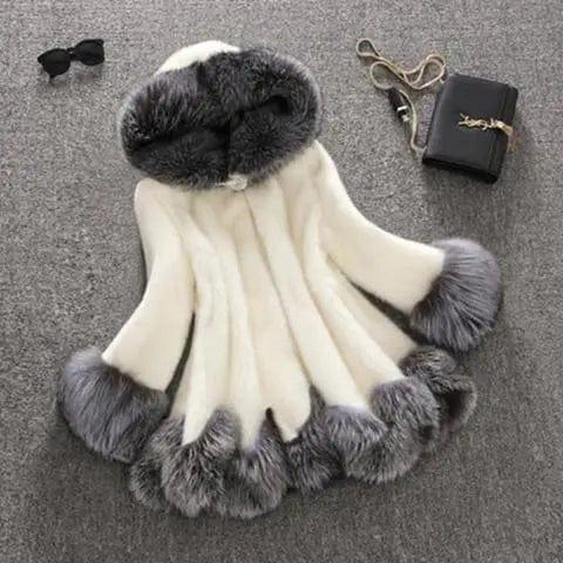 Cheky - Hooded faux mink coat