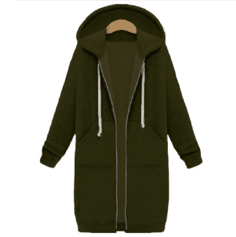 Cheky - Hooded long-sleeved winter sweater women's jacket in a long