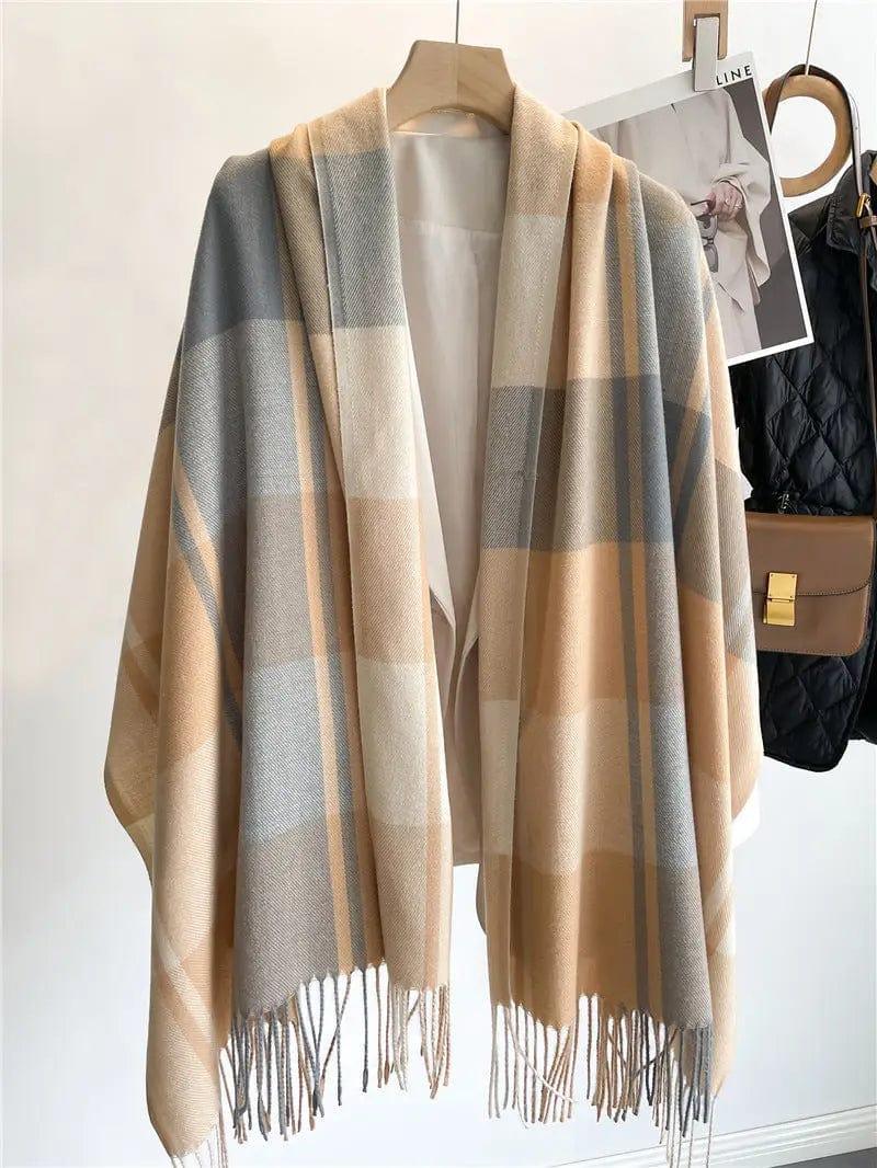 Cheky - Korean Style Plaid Scarf Women's Autumn And Winter Warm Shawl Men's Scarf Tassel Wild Couple Scarf