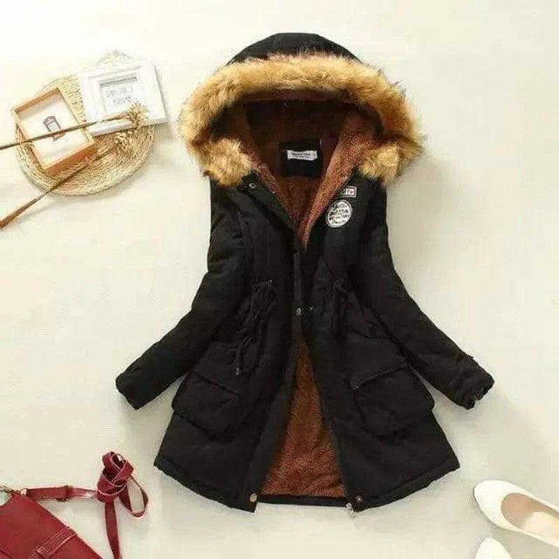 Cheky - Large wool collar lamb coat