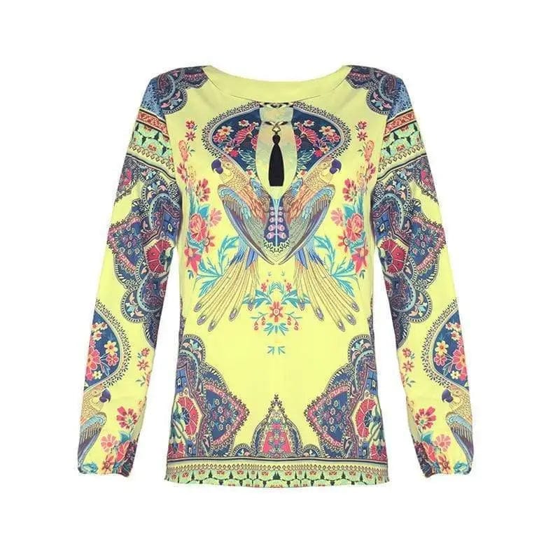 Cheky - Personalized Print Round Neck Lantern Sleeve Shirt