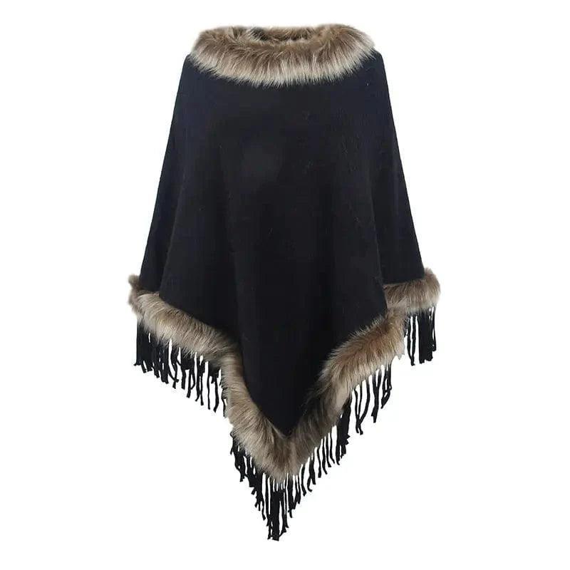 Cheky - Mao Mao Yu Foreign Trade Knitted Tassel Cloak For Women