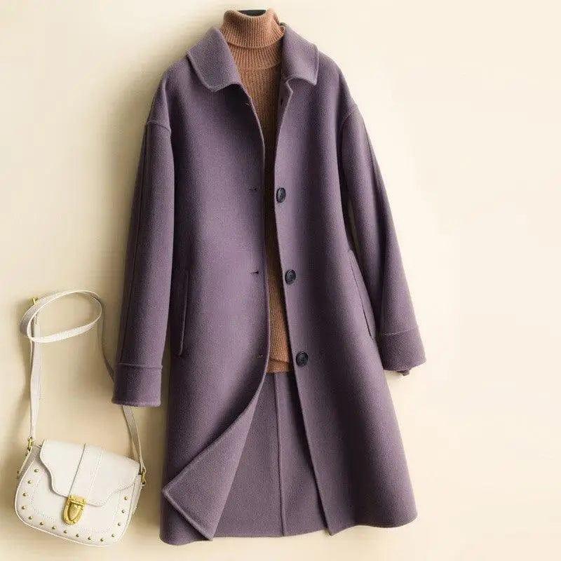 Cheky - Mid-length women's woolen coat trench coat