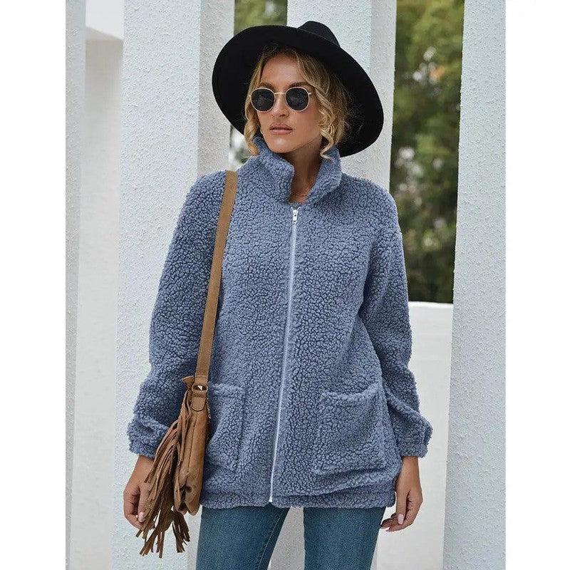 Cheky - New Autumn And Winter Zipper Warm Sweater Outer Wear Women