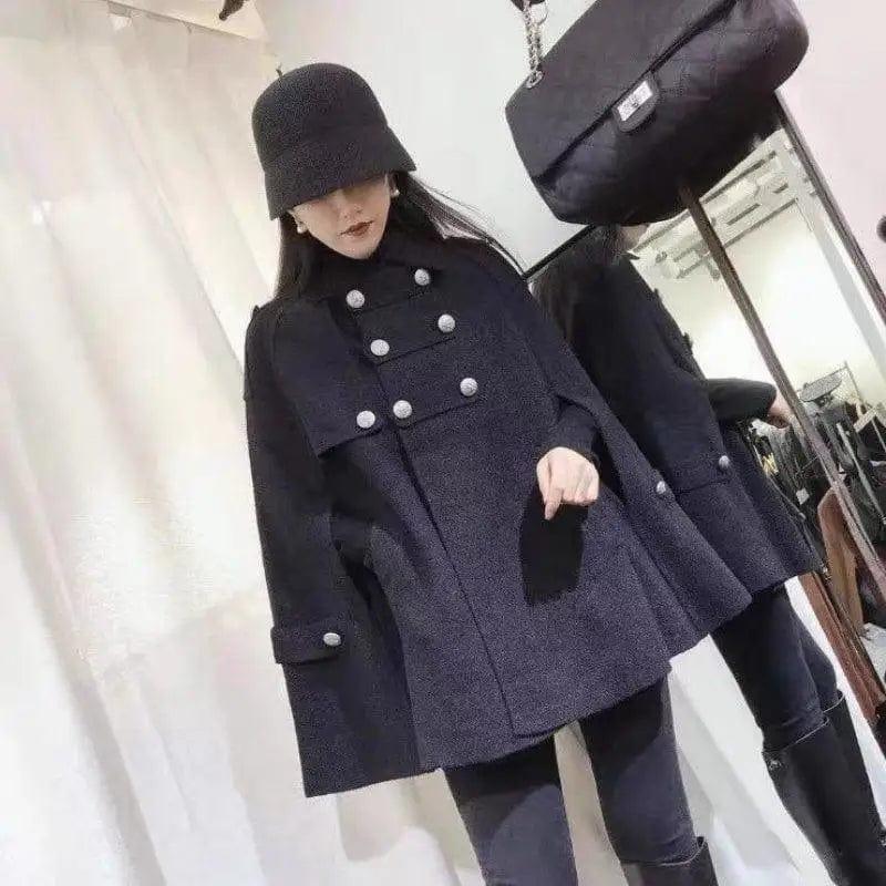 Cheky - New Style Coat Cloak Women Loose Fashion Double Breasted