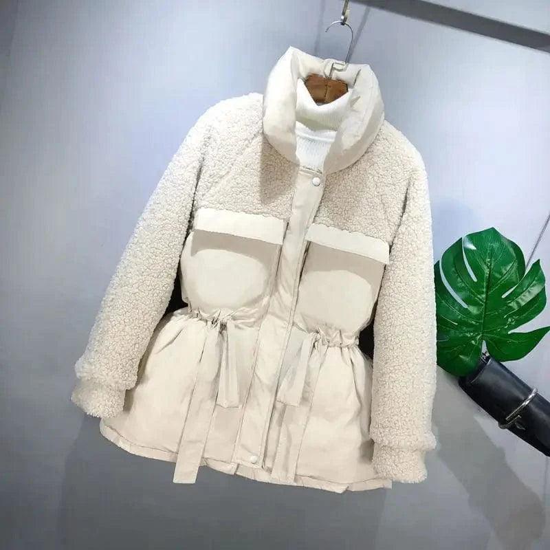 Cheky - New Style Lamb Wool Stitching Cotton Jacket