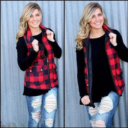 Cheky - Plaid down cotton vest