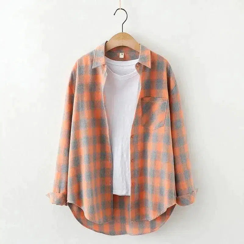 Cheky - Plaid Shirt Women'S Long-Sleeved Loose Shirt Jacket