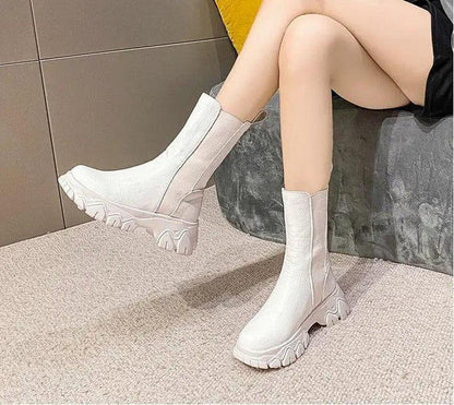 Cheky - Short Boots Women Round Head Sponge Cake Platform