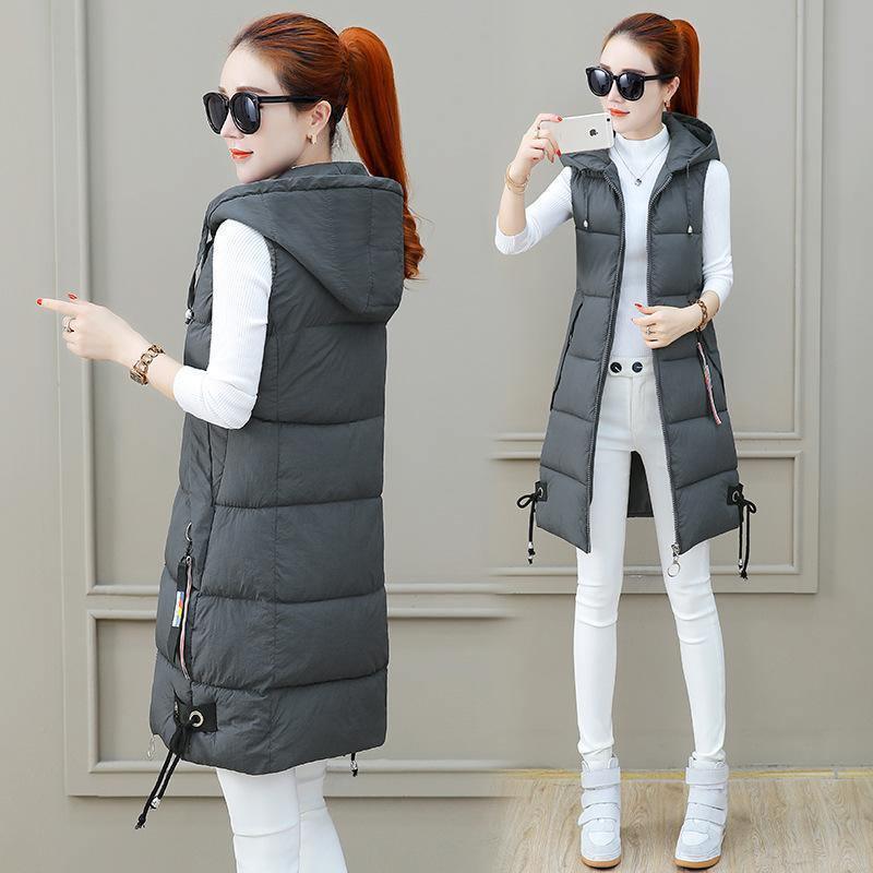 Cheky - Slim Mid-length Down Cotton Vest Jacket