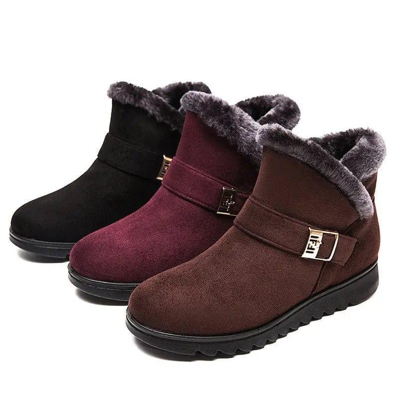 Cheky - Winter Boots Women Warm Plush Snow Boots Zipper Comfort Flats Shoes