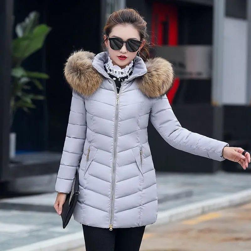 Cheky - Winter jacket women fashion slim long cotton-padded Hooded