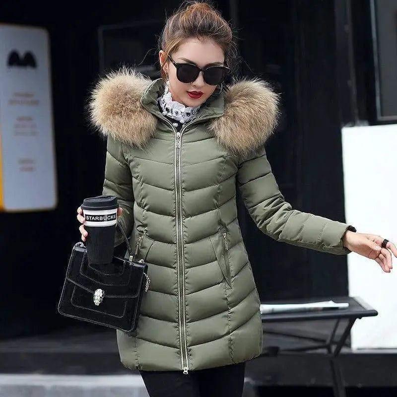 Cheky - Winter jacket women fashion slim long cotton-padded Hooded