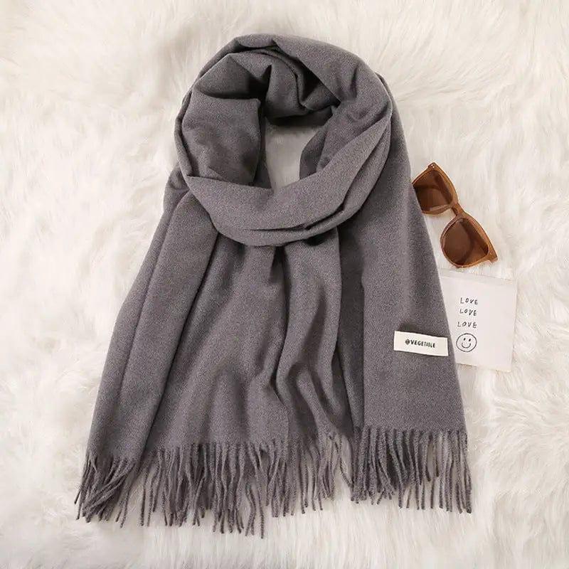 Cheky - Women's Fashionable All-match Cashmere Tassel Double-sided Scarf