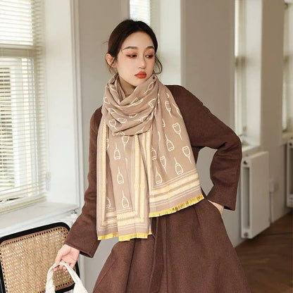 Cheky - Women's Korean Style Air Conditioning Shawl Thickened Warm Scarf